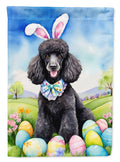 Black Poodle Easter Egg Hunt House Flag 28x40 Porch Sleeve Pole Decorative Outside Yard Banner Artwork Wall Hanging, Polyester