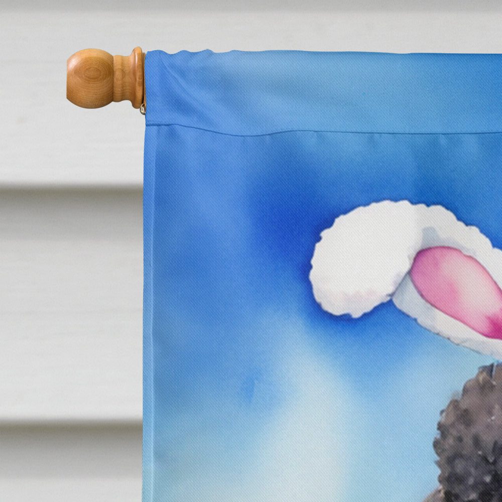 Black Poodle Easter Egg Hunt House Flag 28x40 Porch Sleeve Pole Decorative Outside Yard Banner Artwork Wall Hanging, Polyester