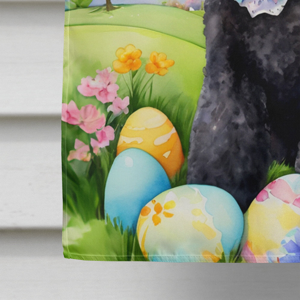 Black Poodle Easter Egg Hunt House Flag 28x40 Porch Sleeve Pole Decorative Outside Yard Banner Artwork Wall Hanging, Polyester
