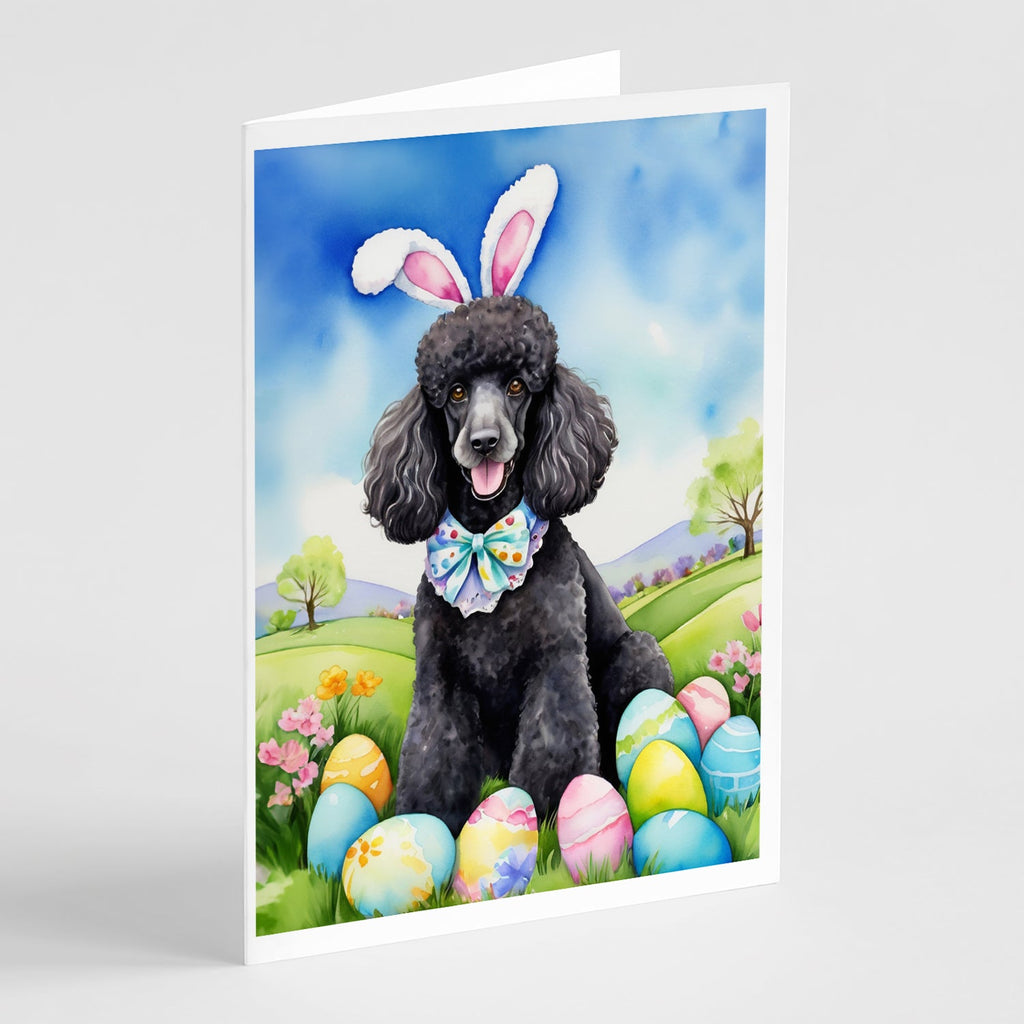Black Poodle Easter Egg Hunt Greeting Cards Pack of 8 Blank Cards with Envelopes Whimsical A7 Size 5x7