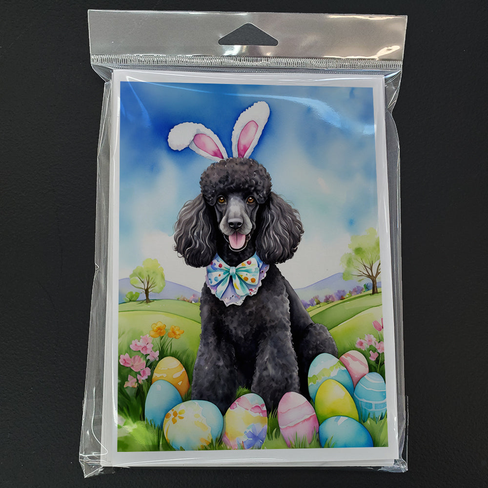 Black Poodle Easter Egg Hunt Greeting Cards Pack of 8 Blank Cards with Envelopes Whimsical A7 Size 5x7