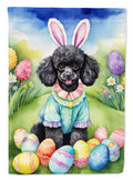 Black Poodle Easter Egg Hunt House Flag 28x40 Porch Sleeve Pole Decorative Outside Yard Banner Artwork Wall Hanging, Polyester