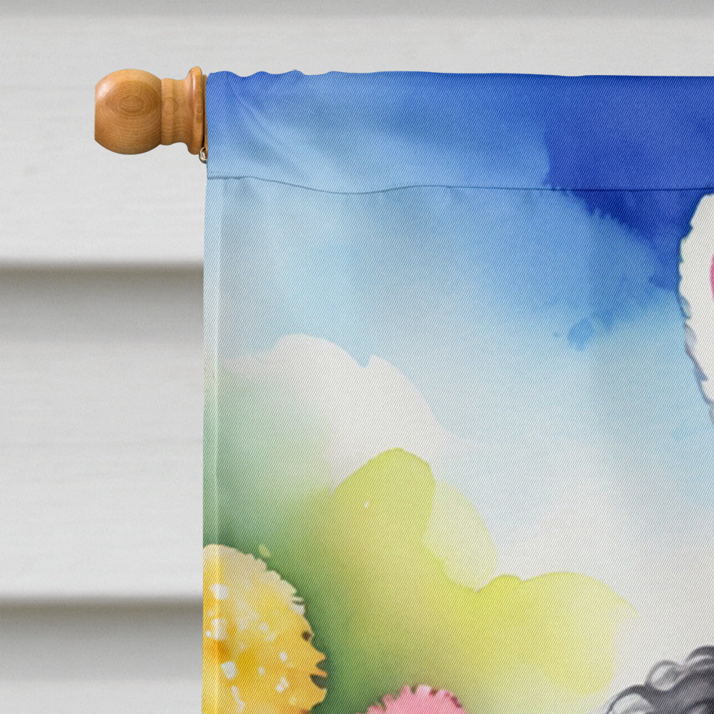 Black Poodle Easter Egg Hunt House Flag 28x40 Porch Sleeve Pole Decorative Outside Yard Banner Artwork Wall Hanging, Polyester