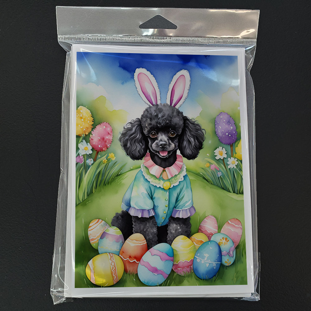 Black Poodle Easter Egg Hunt Greeting Cards Pack of 8 Blank Cards with Envelopes Whimsical A7 Size 5x7