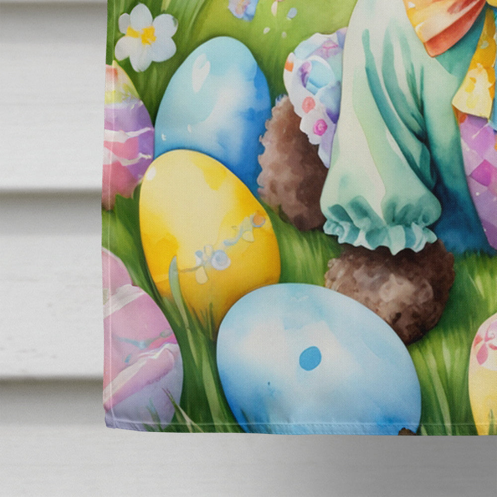 Chocolate Poodle Easter Egg Hunt House Flag 28x40 Porch Sleeve Pole Decorative Outside Yard Banner Artwork Wall Hanging, Polyester