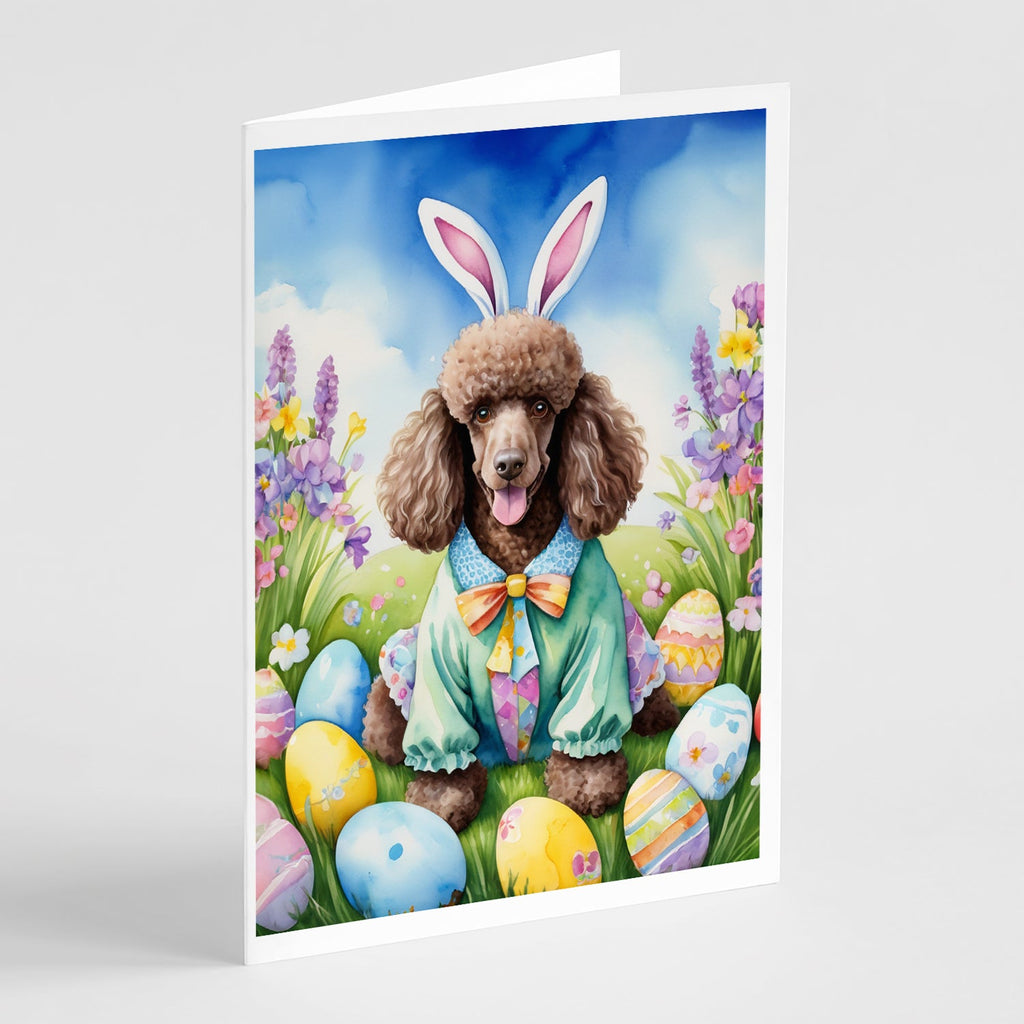 Chocolate Poodle Easter Egg Hunt Greeting Cards Pack of 8 Blank Cards with Envelopes Whimsical A7 Size 5x7