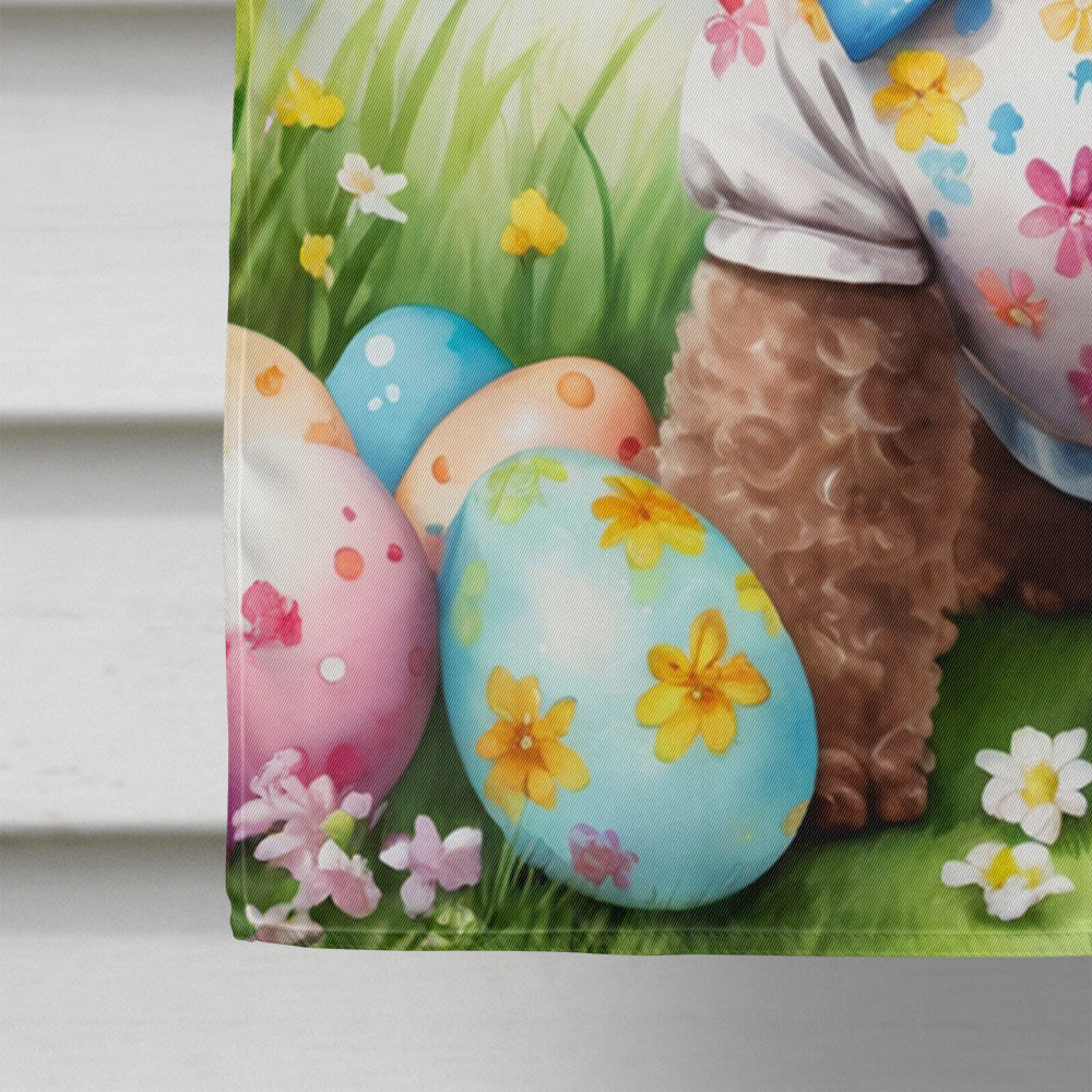 Chocolate Poodle Easter Egg Hunt House Flag 28x40 Porch Sleeve Pole Decorative Outside Yard Banner Artwork Wall Hanging, Polyester