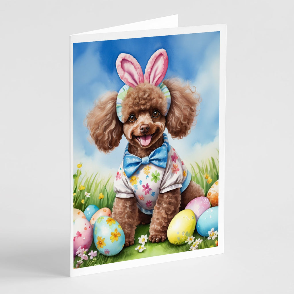 Chocolate Poodle Easter Egg Hunt Greeting Cards Pack of 8 Blank Cards with Envelopes Whimsical A7 Size 5x7
