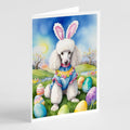White Poodle Easter Egg Hunt Greeting Cards Pack of 8 Blank Cards with Envelopes Whimsical A7 Size 5x7