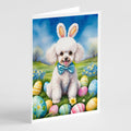 White Poodle Easter Egg Hunt Greeting Cards Pack of 8 Blank Cards with Envelopes Whimsical A7 Size 5x7