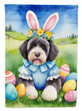 Portuguese Water Dog Easter Egg Hunt House Flag 28x40 Porch Sleeve Pole Decorative Outside Yard Banner Artwork Wall Hanging, Polyester