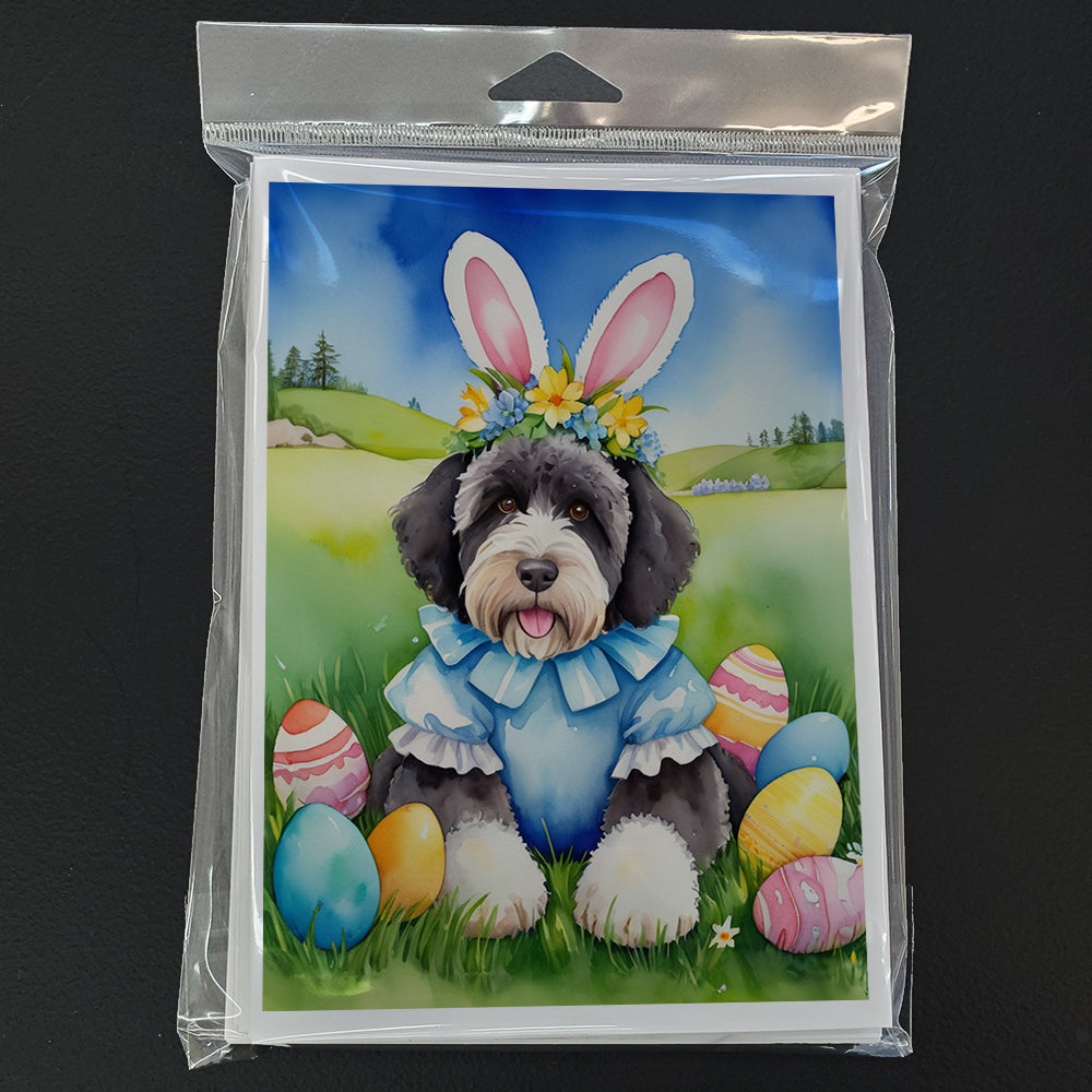 Portuguese Water Dog Easter Egg Hunt Greeting Cards Pack of 8 Blank Cards with Envelopes Whimsical A7 Size 5x7