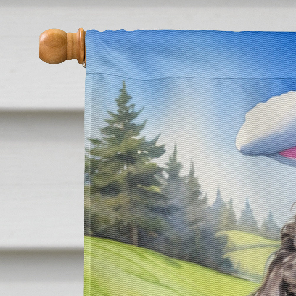 Portuguese Water Dog Easter Egg Hunt House Flag 28x40 Porch Sleeve Pole Decorative Outside Yard Banner Artwork Wall Hanging, Polyester