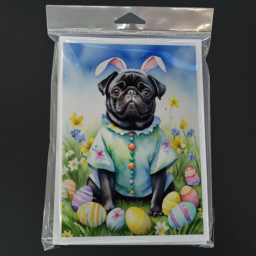 Pug Easter Egg Hunt Greeting Cards Pack of 8 Blank Cards with Envelopes Whimsical A7 Size 5x7