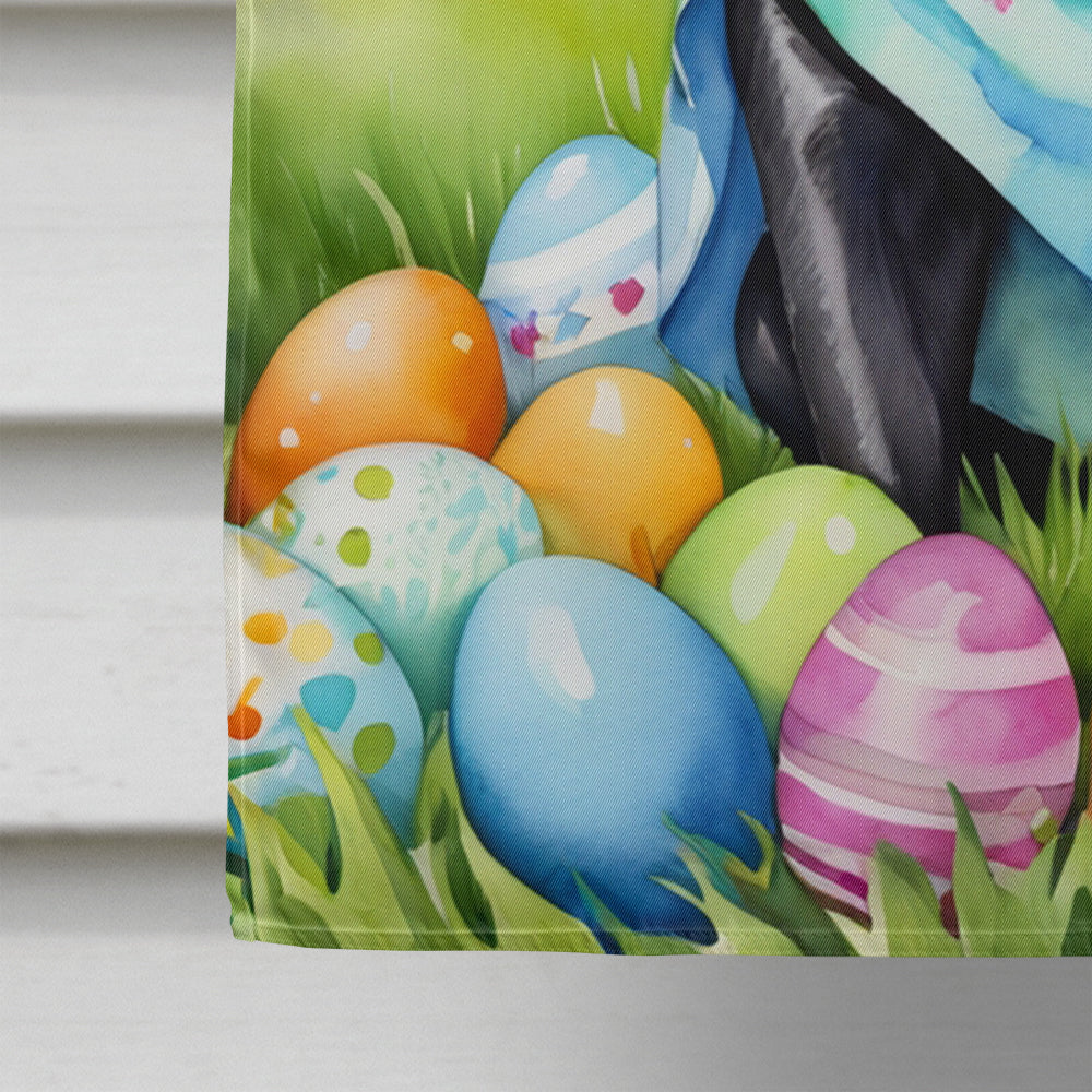 Pug Easter Egg Hunt House Flag 28x40 Porch Sleeve Pole Decorative Outside Yard Banner Artwork Wall Hanging, Polyester