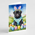 Pug Easter Egg Hunt Greeting Cards Pack of 8 Blank Cards with Envelopes Whimsical A7 Size 5x7