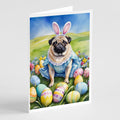 Pug Easter Egg Hunt Greeting Cards Pack of 8 Blank Cards with Envelopes Whimsical A7 Size 5x7