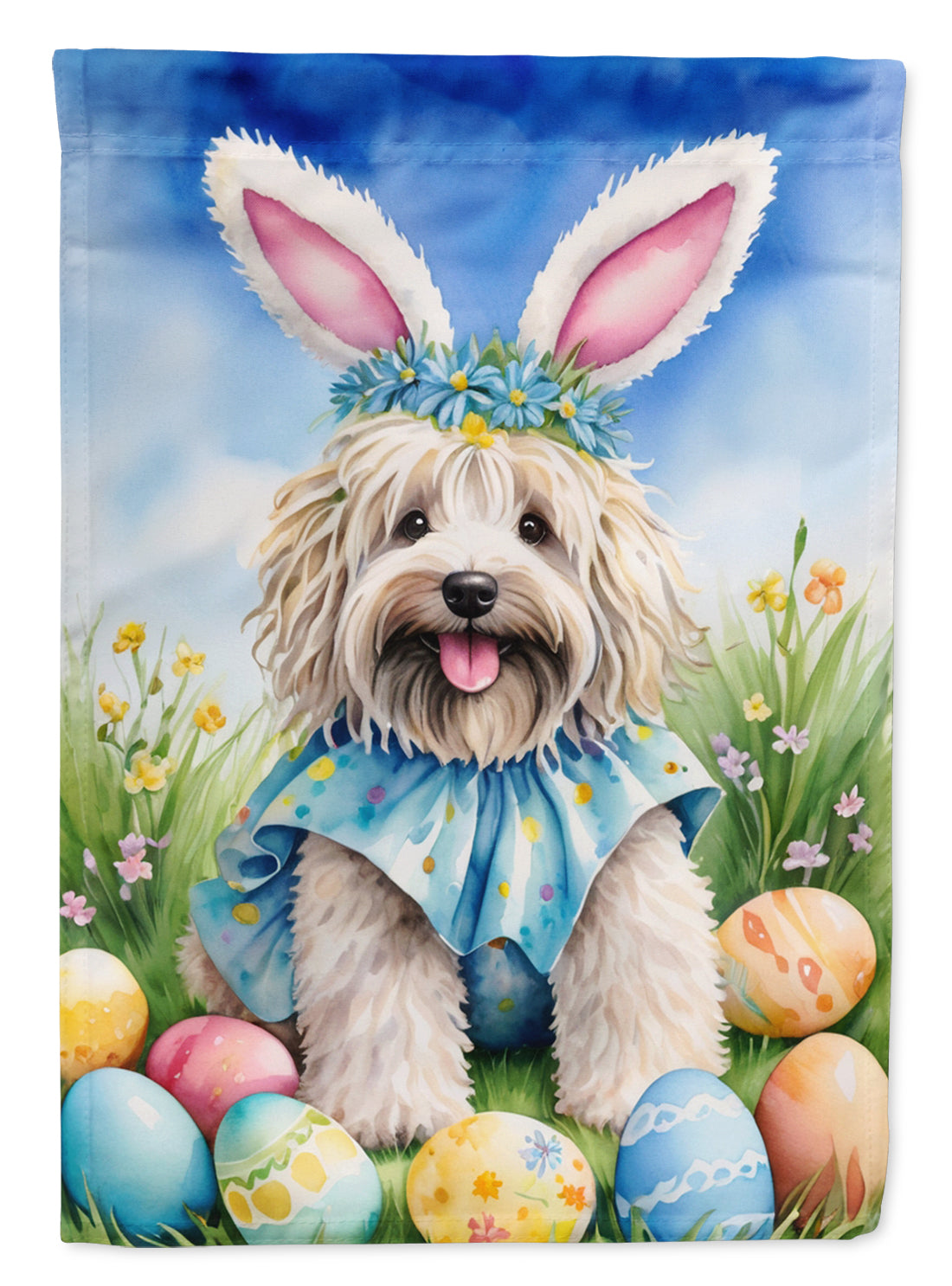 Puli Easter Egg Hunt House Flag 28x40 Porch Sleeve Pole Decorative Outside Yard Banner Artwork Wall Hanging, Polyester