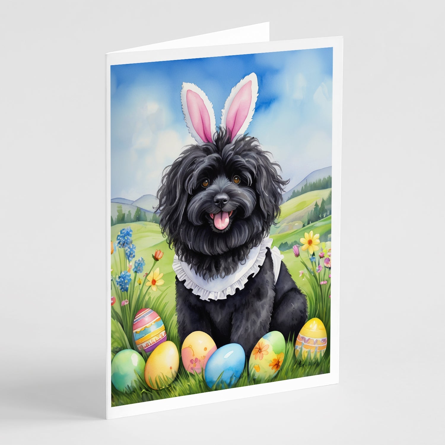 Puli Easter Egg Hunt Greeting Cards Pack of 8 Blank Cards with Envelopes Whimsical A7 Size 5x7