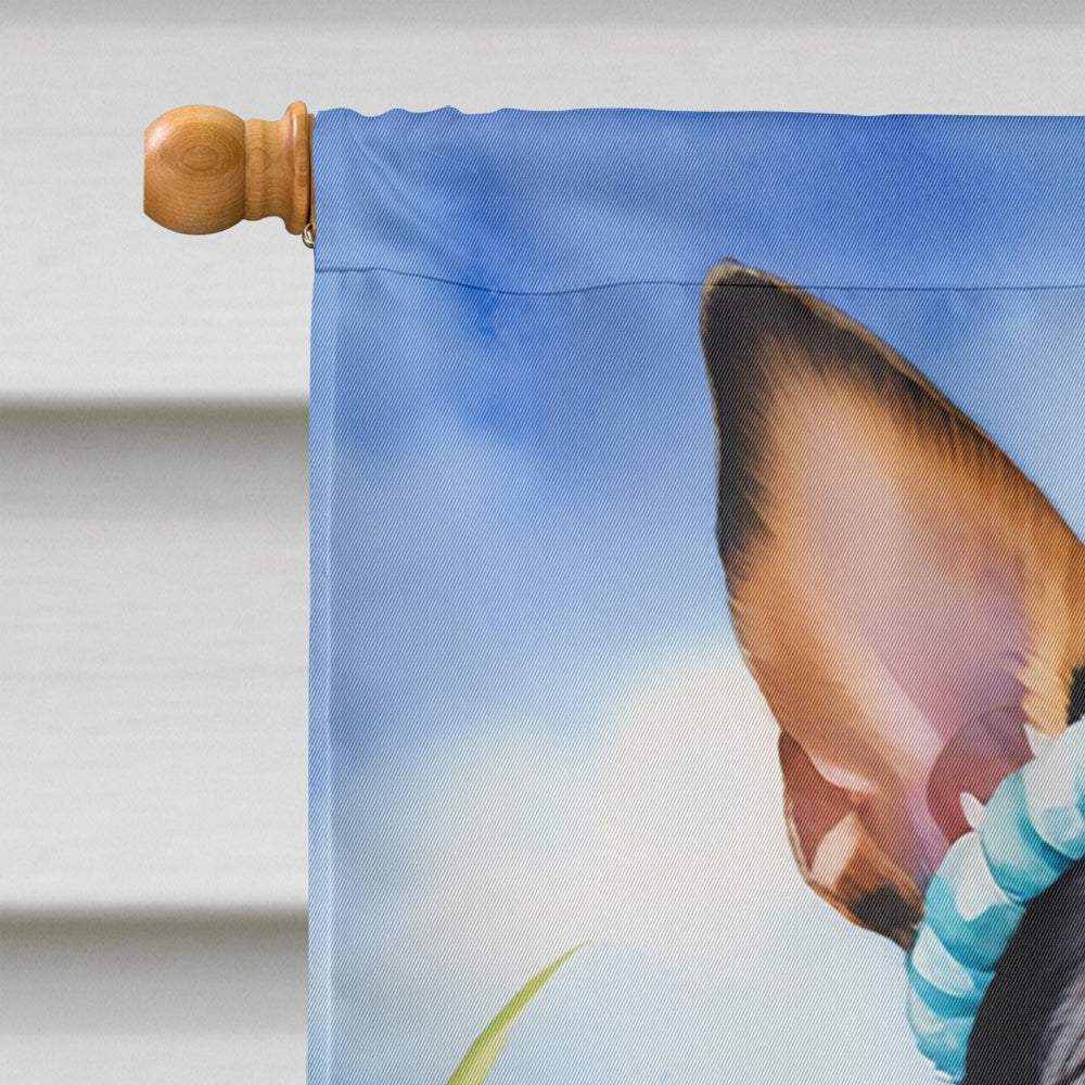 Rat Terrier Easter Egg Hunt House Flag 28x40 Porch Sleeve Pole Decorative Outside Yard Banner Artwork Wall Hanging, Polyester