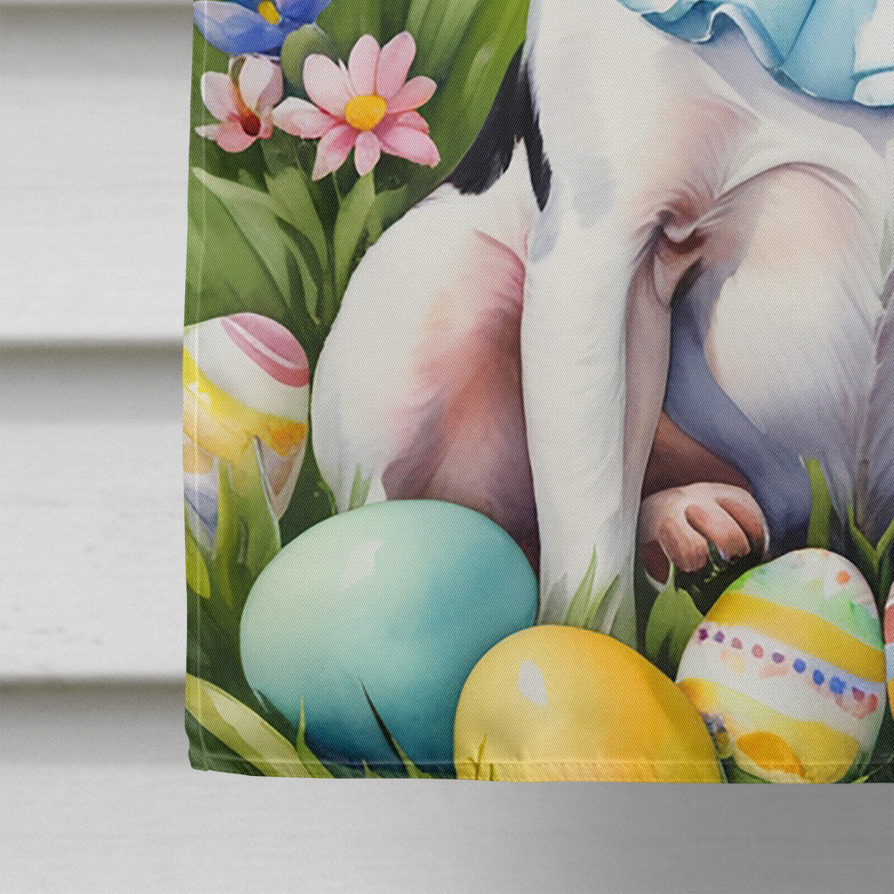 Rat Terrier Easter Egg Hunt House Flag 28x40 Porch Sleeve Pole Decorative Outside Yard Banner Artwork Wall Hanging, Polyester