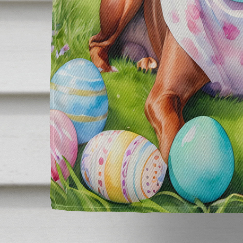 Redbone Coonhound Easter Egg Hunt House Flag 28x40 Porch Sleeve Pole Decorative Outside Yard Banner Artwork Wall Hanging, Polyester