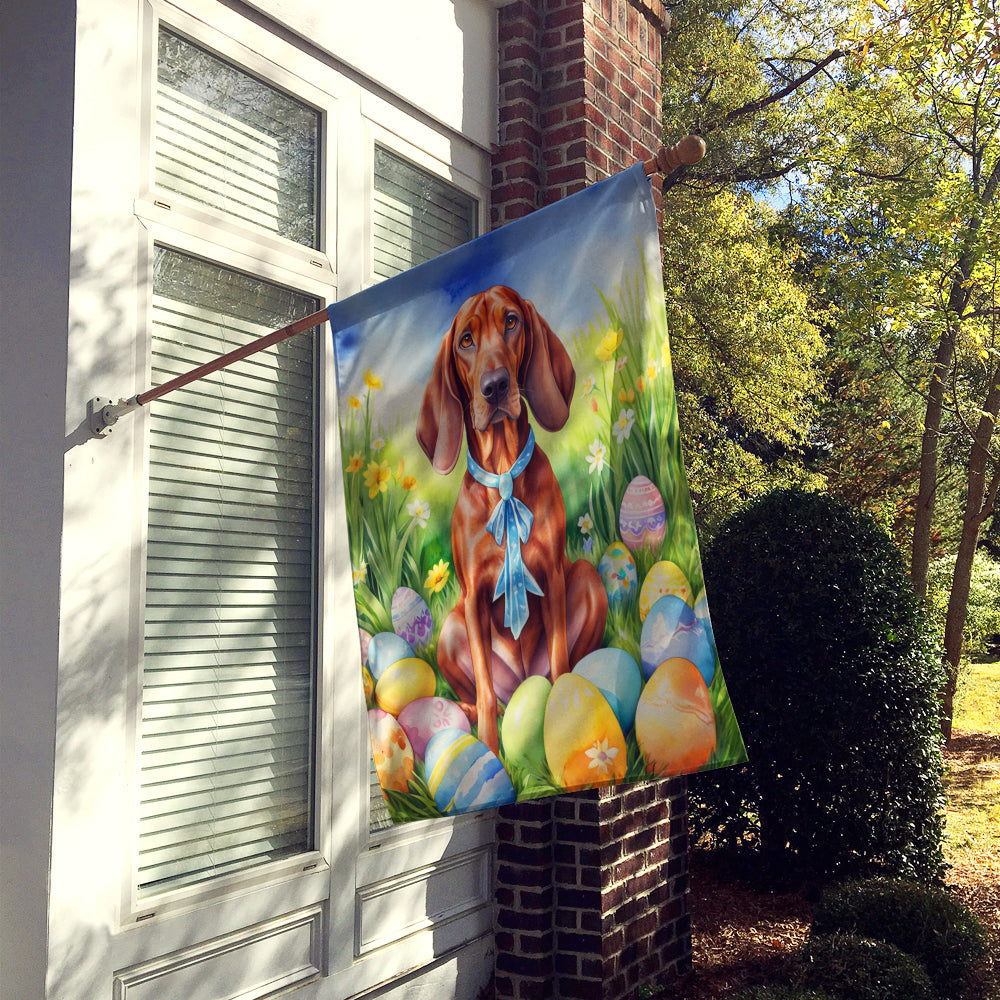 Redbone Coonhound Easter Egg Hunt House Flag 28x40 Porch Sleeve Pole Decorative Outside Yard Banner Artwork Wall Hanging, Polyester