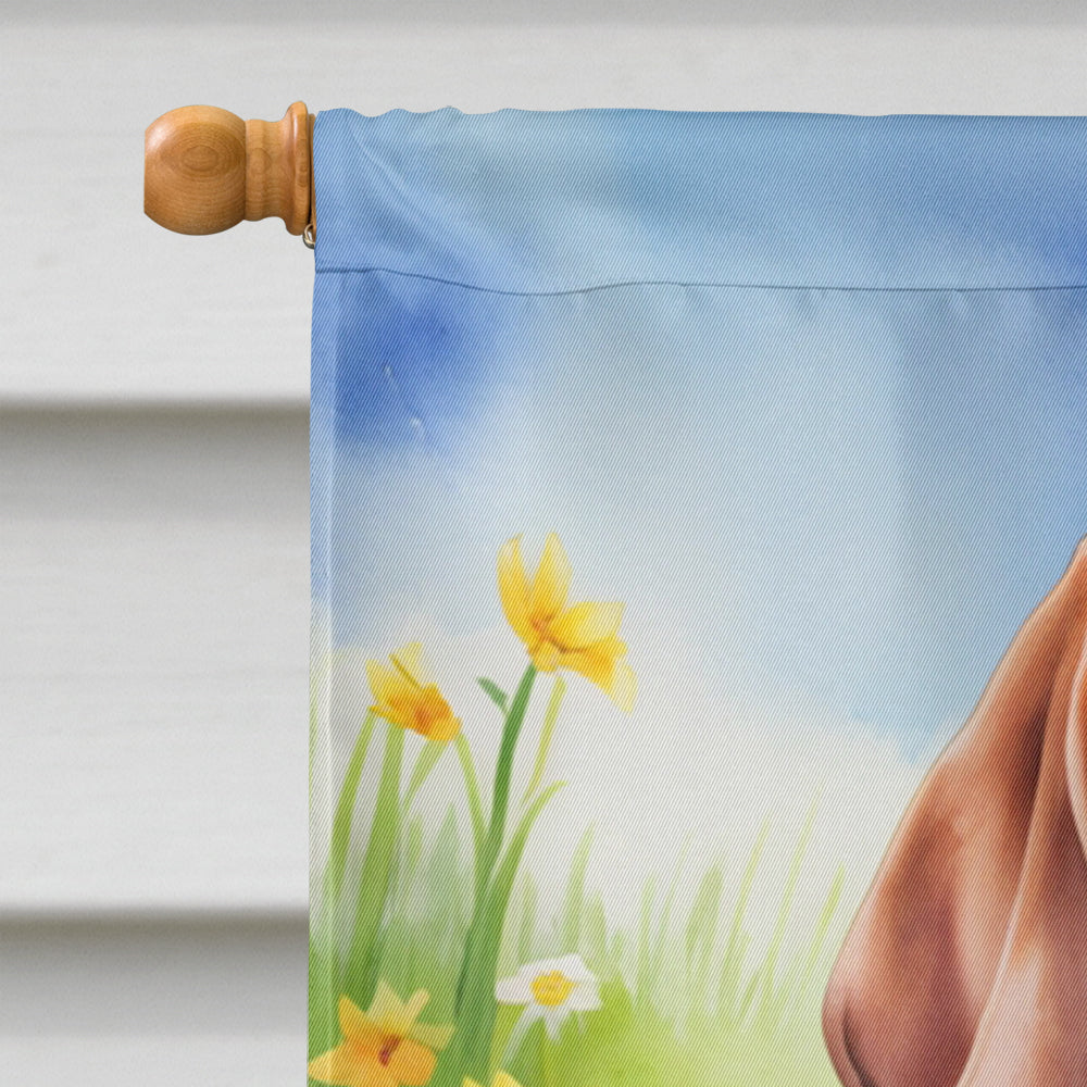 Redbone Coonhound Easter Egg Hunt House Flag 28x40 Porch Sleeve Pole Decorative Outside Yard Banner Artwork Wall Hanging, Polyester