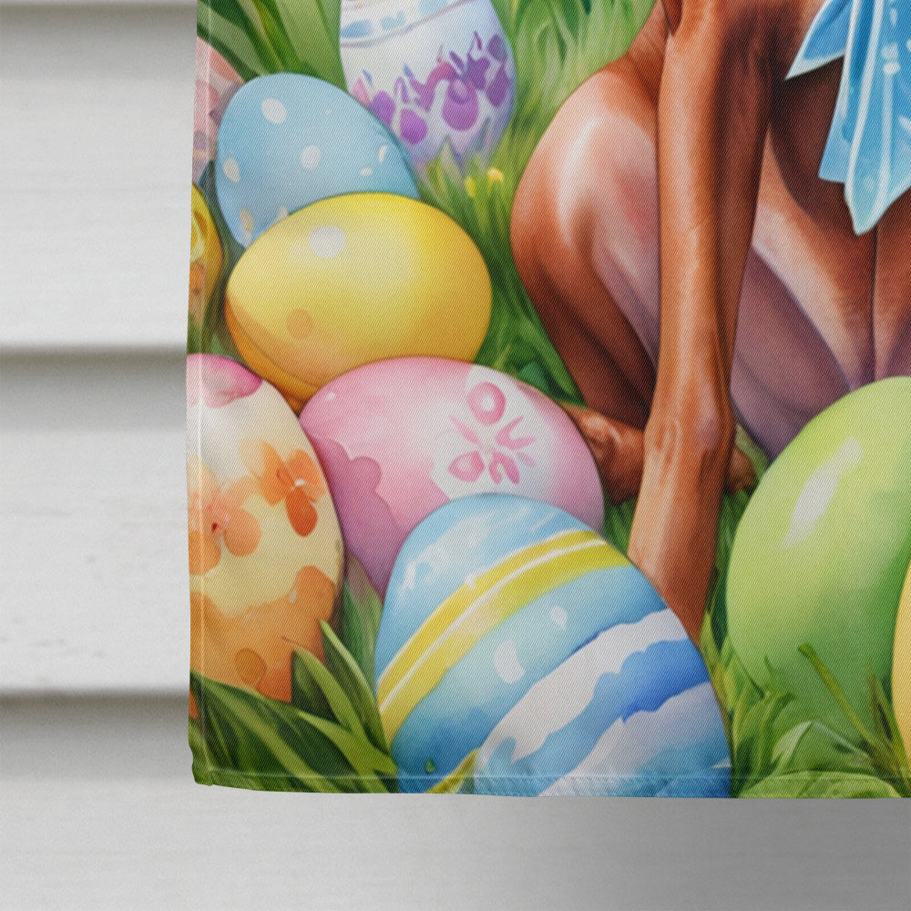 Redbone Coonhound Easter Egg Hunt House Flag 28x40 Porch Sleeve Pole Decorative Outside Yard Banner Artwork Wall Hanging, Polyester