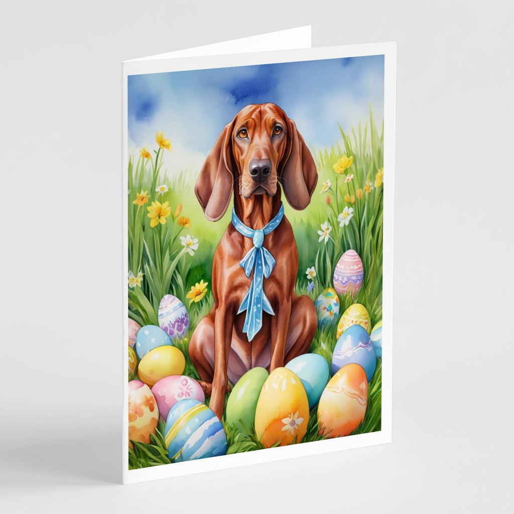 Redbone Coonhound Easter Egg Hunt Greeting Cards Pack of 8 Blank Cards with Envelopes Whimsical A7 Size 5x7