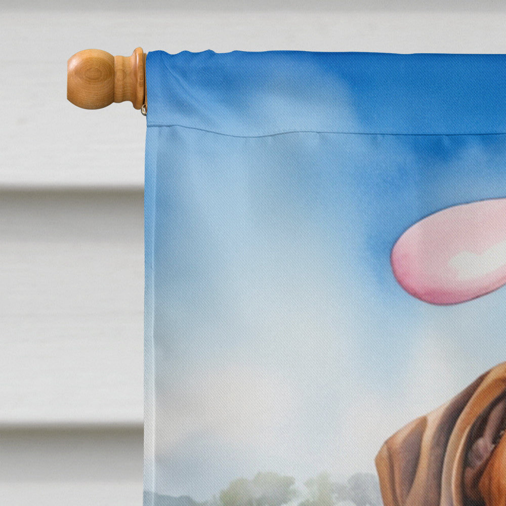 Rhodesian Ridgeback Easter Egg Hunt House Flag 28x40 Porch Sleeve Pole Decorative Outside Yard Banner Artwork Wall Hanging, Polyester