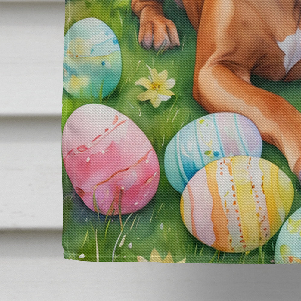 Rhodesian Ridgeback Easter Egg Hunt House Flag 28x40 Porch Sleeve Pole Decorative Outside Yard Banner Artwork Wall Hanging, Polyester