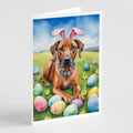 Rhodesian Ridgeback Easter Egg Hunt Greeting Cards Pack of 8 Blank Cards with Envelopes Whimsical A7 Size 5x7