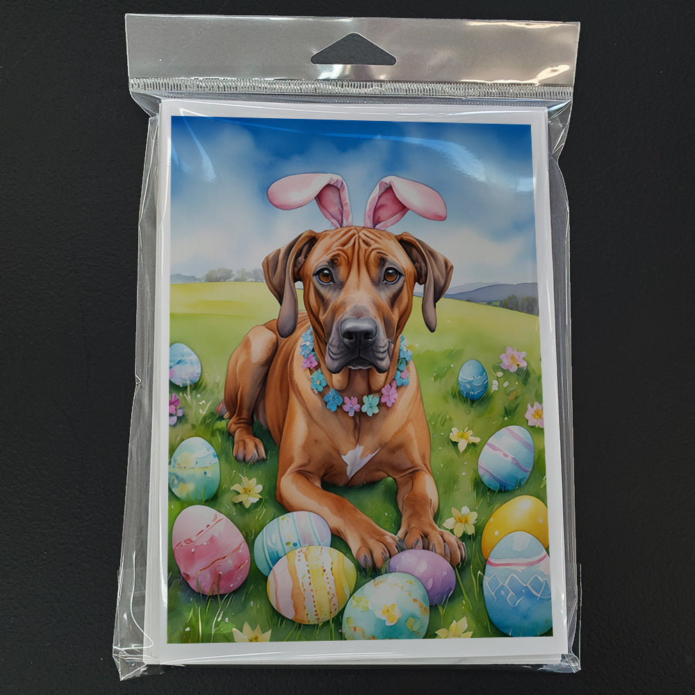 Rhodesian Ridgeback Easter Egg Hunt Greeting Cards Pack of 8 Blank Cards with Envelopes Whimsical A7 Size 5x7