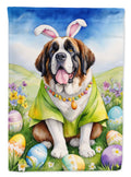 Saint Bernard Easter Egg Hunt House Flag 28x40 Porch Sleeve Pole Decorative Outside Yard Banner Artwork Wall Hanging, Polyester