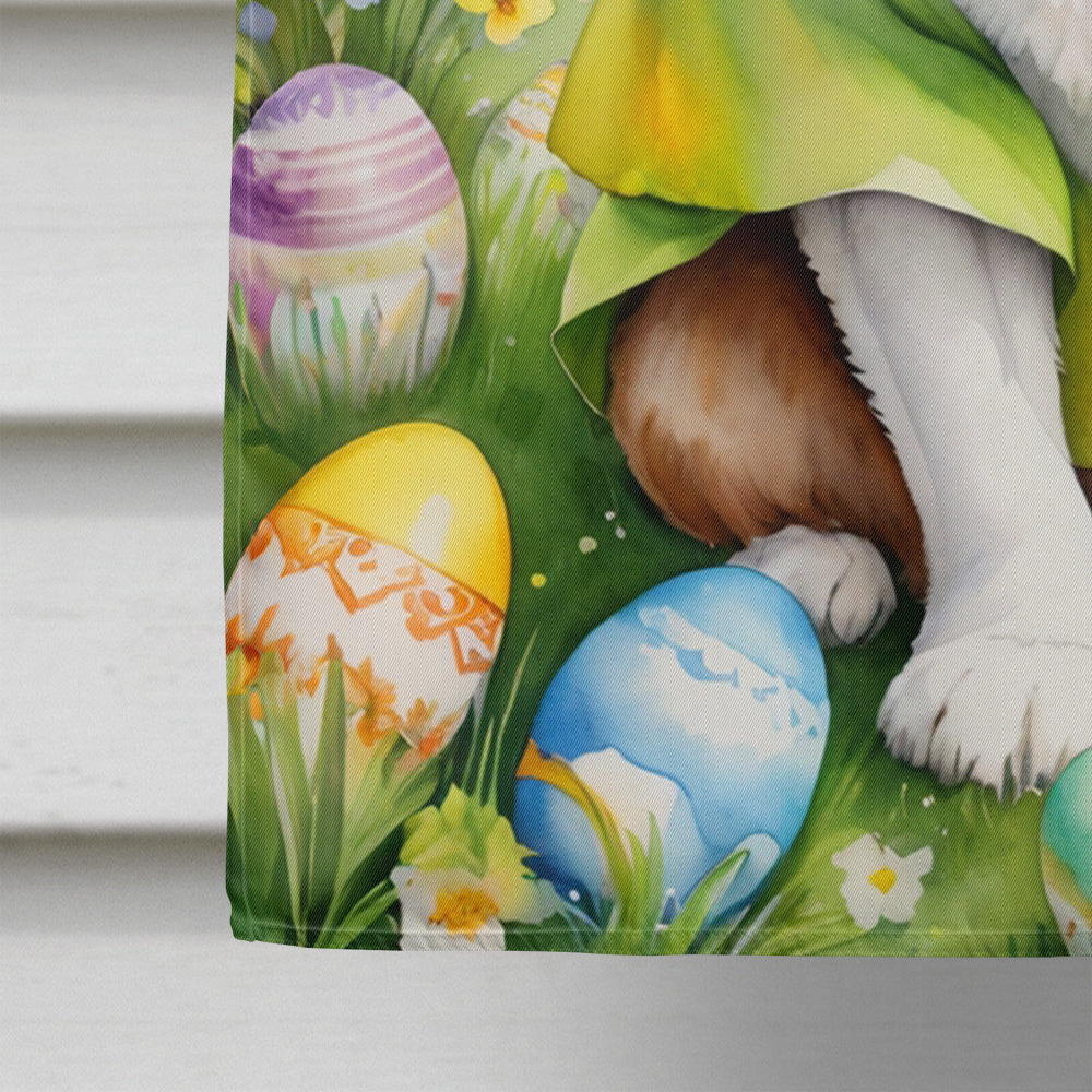 Saint Bernard Easter Egg Hunt House Flag 28x40 Porch Sleeve Pole Decorative Outside Yard Banner Artwork Wall Hanging, Polyester