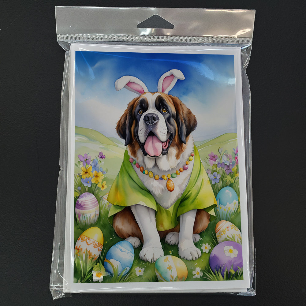 Saint Bernard Easter Egg Hunt Greeting Cards Pack of 8 Blank Cards with Envelopes Whimsical A7 Size 5x7