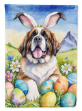 Saint Bernard Easter Egg Hunt House Flag 28x40 Porch Sleeve Pole Decorative Outside Yard Banner Artwork Wall Hanging, Polyester