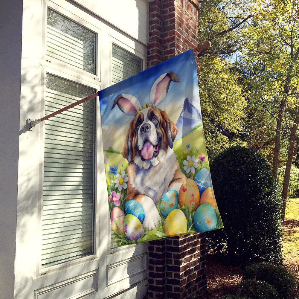Saint Bernard Easter Egg Hunt House Flag 28x40 Porch Sleeve Pole Decorative Outside Yard Banner Artwork Wall Hanging, Polyester