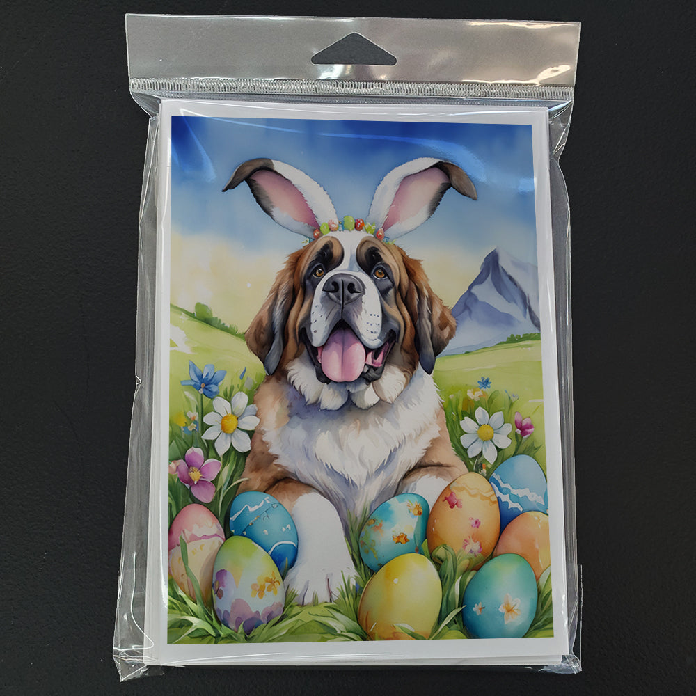 Saint Bernard Easter Egg Hunt Greeting Cards Pack of 8 Blank Cards with Envelopes Whimsical A7 Size 5x7