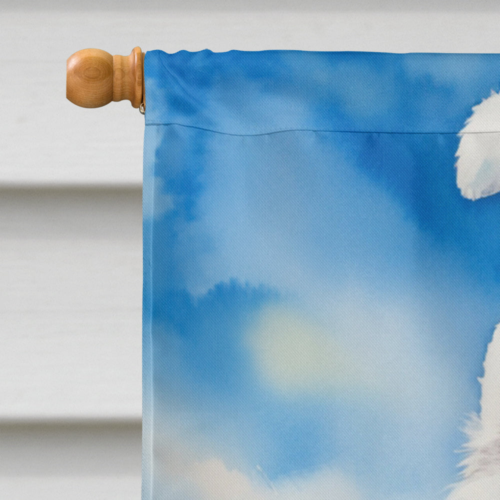 Samoyed Easter Egg Hunt House Flag 28x40 Porch Sleeve Pole Decorative Outside Yard Banner Artwork Wall Hanging, Polyester