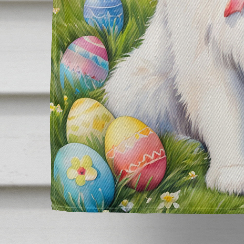 Samoyed Easter Egg Hunt House Flag 28x40 Porch Sleeve Pole Decorative Outside Yard Banner Artwork Wall Hanging, Polyester