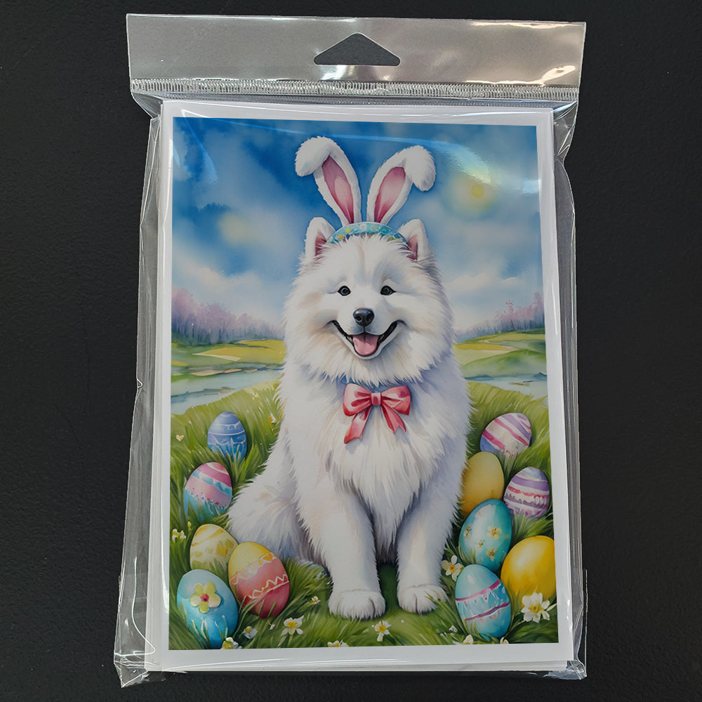 Samoyed Easter Egg Hunt Greeting Cards Pack of 8 Blank Cards with Envelopes Whimsical A7 Size 5x7