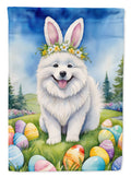 Samoyed Easter Egg Hunt House Flag 28x40 Porch Sleeve Pole Decorative Outside Yard Banner Artwork Wall Hanging, Polyester