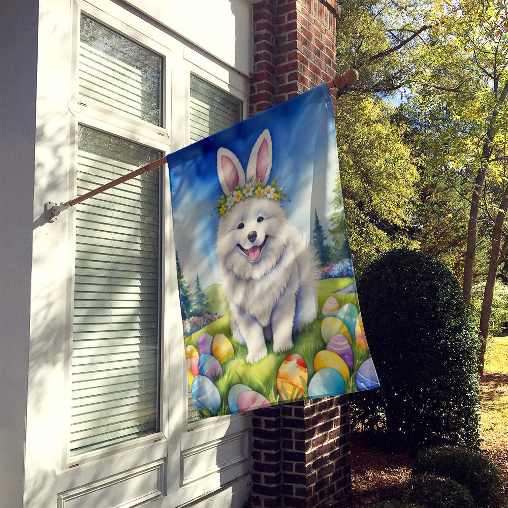 Samoyed Easter Egg Hunt House Flag 28x40 Porch Sleeve Pole Decorative Outside Yard Banner Artwork Wall Hanging, Polyester