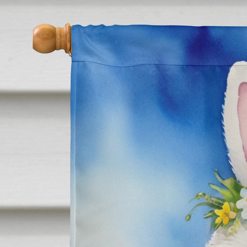 Samoyed Easter Egg Hunt House Flag 28x40 Porch Sleeve Pole Decorative Outside Yard Banner Artwork Wall Hanging, Polyester