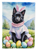Schipperke Easter Egg Hunt House Flag 28x40 Porch Sleeve Pole Decorative Outside Yard Banner Artwork Wall Hanging, Polyester