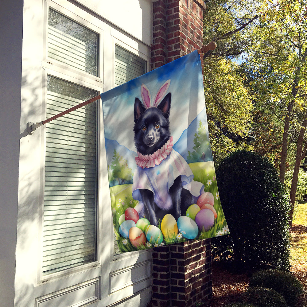 Schipperke Easter Egg Hunt House Flag 28x40 Porch Sleeve Pole Decorative Outside Yard Banner Artwork Wall Hanging, Polyester