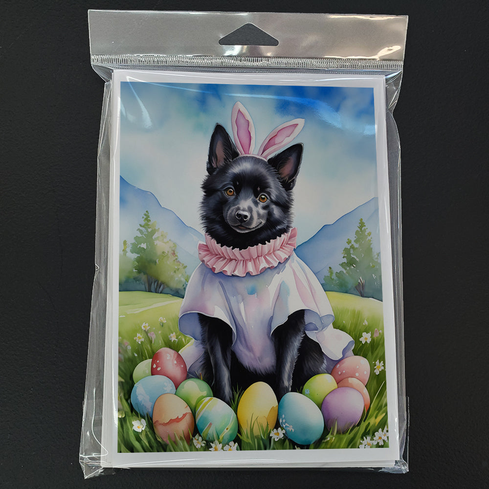 Schipperke Easter Egg Hunt Greeting Cards Pack of 8 Blank Cards with Envelopes Whimsical A7 Size 5x7