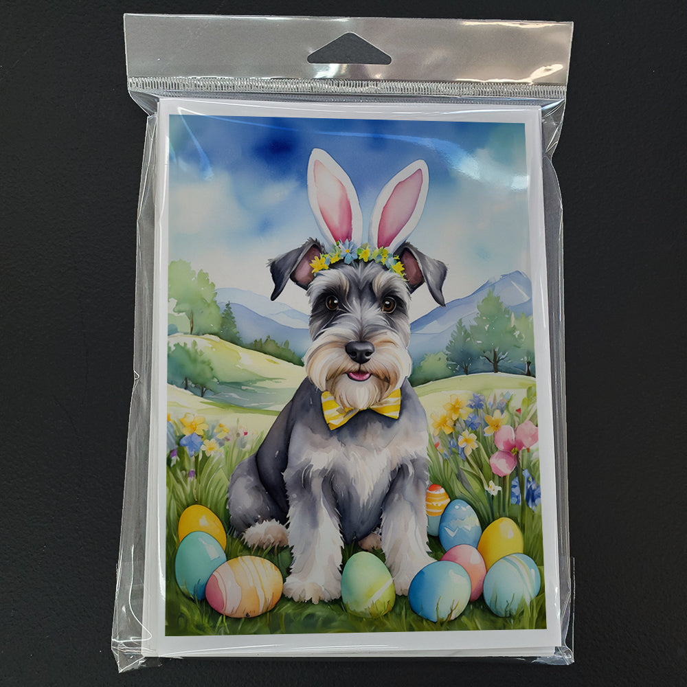 Schnauzer Easter Egg Hunt Greeting Cards Pack of 8 Blank Cards with Envelopes Whimsical A7 Size 5x7